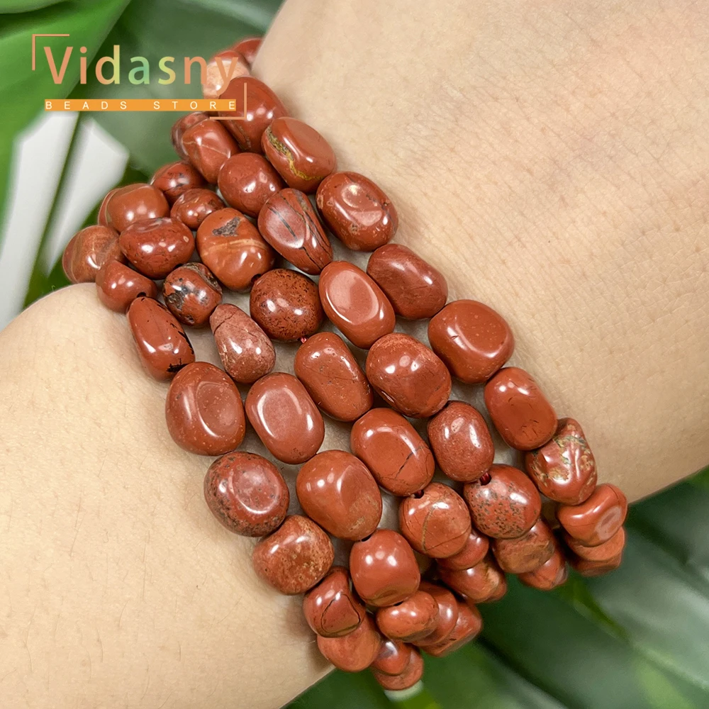 8-10mm Natürliche Rote Jaspis-Perlen, Unregelmäßige Ovale Lose Perlen für Schmuckherstellung, DIY-Armbänder und Zubehör – Detail 7