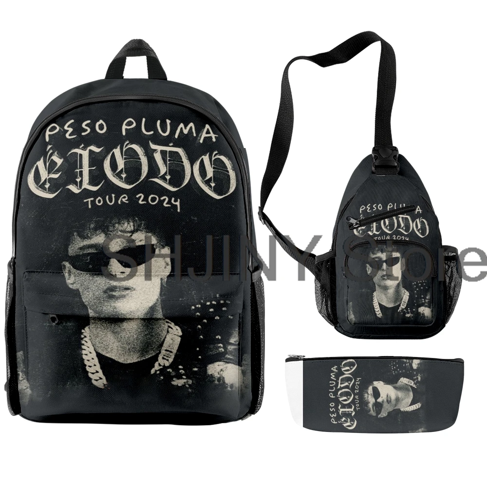 Peso Pluma Exodo Merch Backpack 3 Piece Set Rucksack Crossbody Bag Women Men Daypack Exodo Tour 2024 Hip Hop Travel Bag