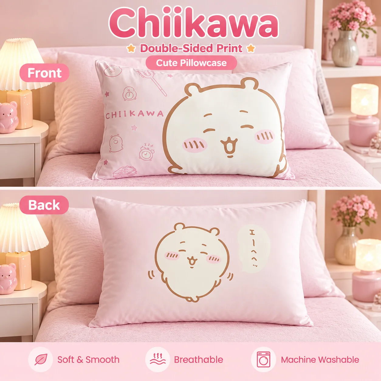 Hachiware Chiikawa Kawaii Pillow Case Soft Bedding Cover Bedroom Dorm Cushion Protector Home Room Decor Cartoon Fans Gift
