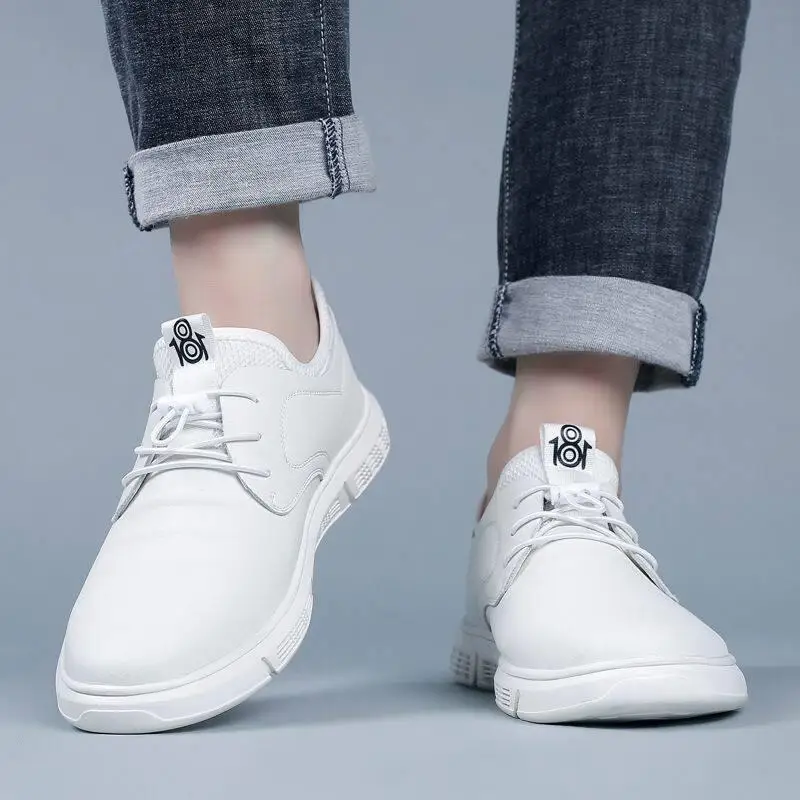 Men's Casual Work Shoes Waterproof Anti-slip Kitchen Special Wear Resistant Black Leather Shoes for Office And Leisure