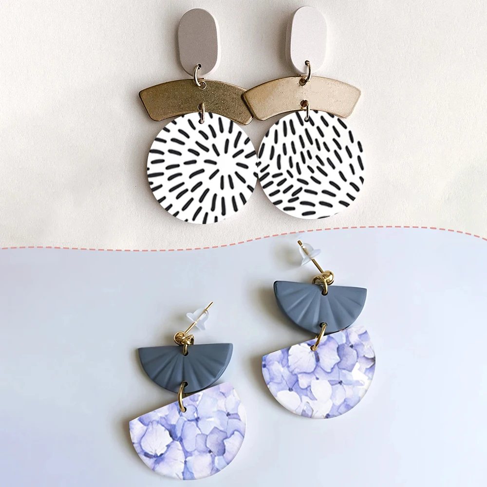 Spring Flower Blossom Leaves Abstract Polymer Clay Transfer Paper Stickers for Diy Jewelry Earrings Printing Paper Making