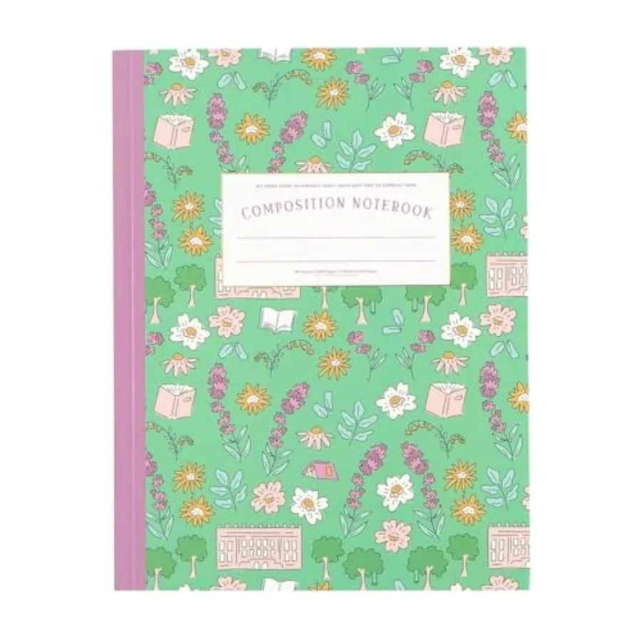 

Green Composition Notebook, Wide Ruled Paper, 160 Lined Pages, 7.5" × 9.75", Office and School Supplies, Colorful Original Art
