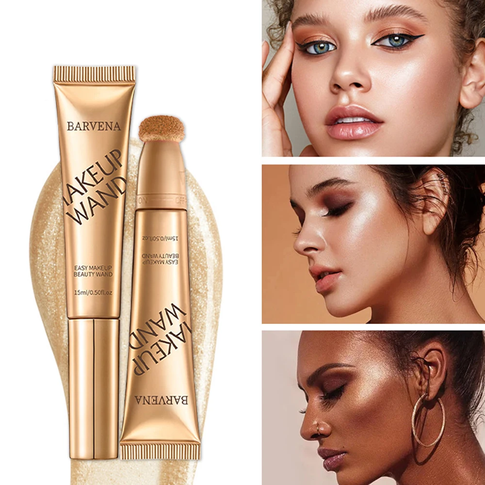 Stylo de maquillage multifonctionnel, blush, stylo de contour, tête en éponge, brillant perlé, flash fin, bâton de beauté éclaircissant