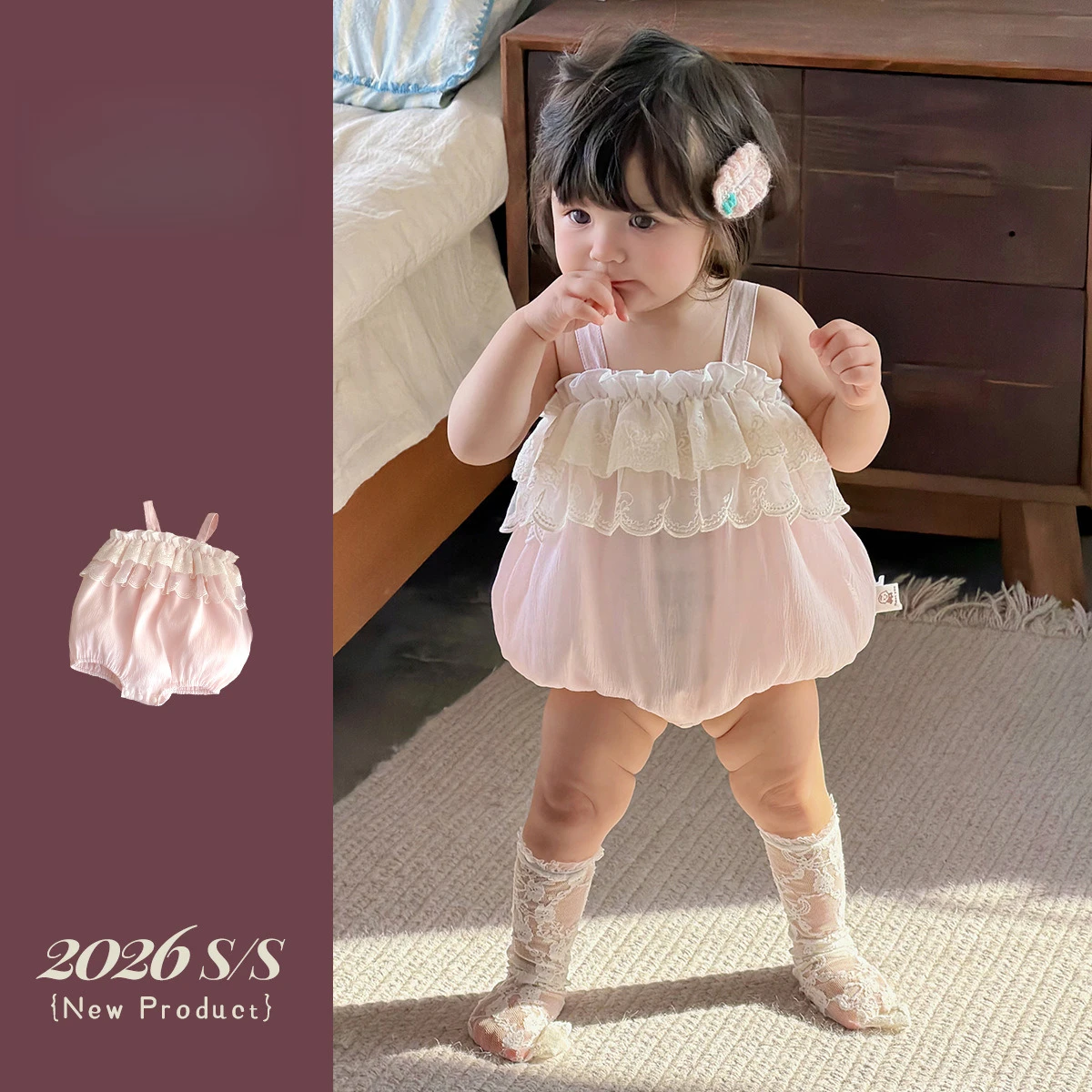 2026 Fart Coat Girl Lace Onesie Sweet Out Romper Climbing Suit