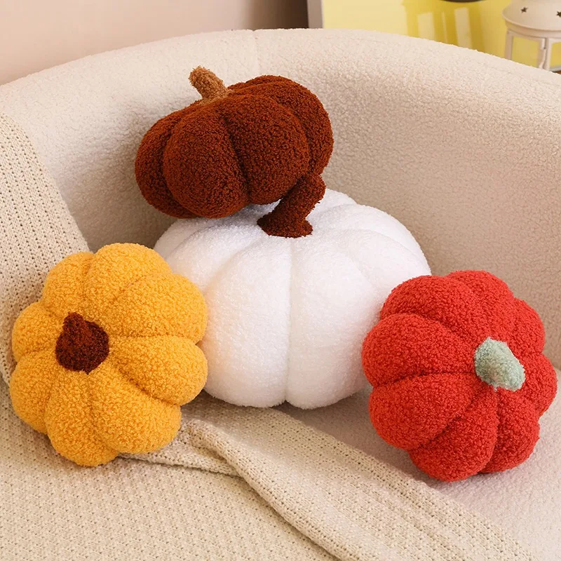 Patchwork Pumpkin Plush Pillow Instagram-Style Creative Bed Headrest for Halloween And Christmas Home Decor