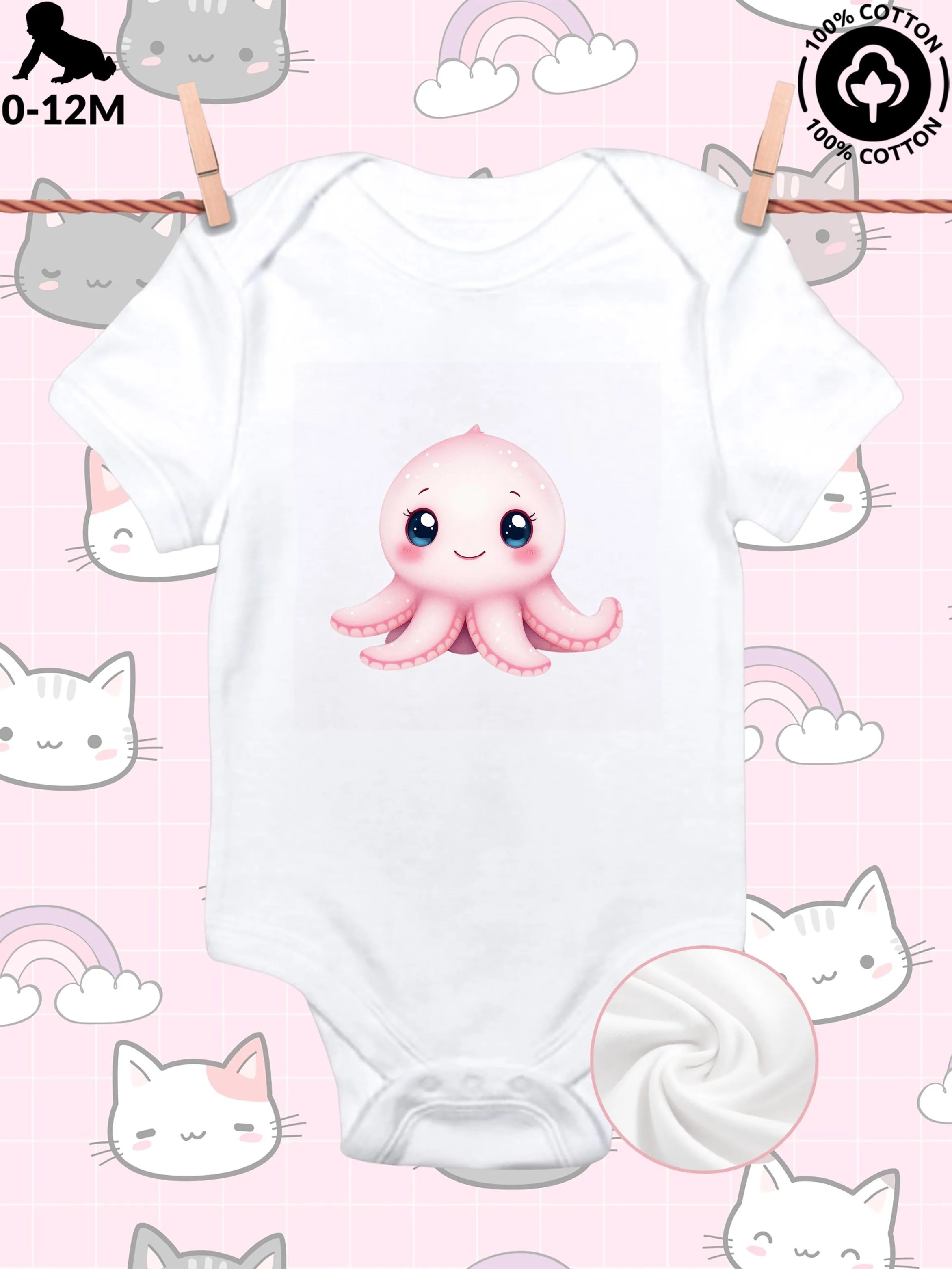 

Милый комбинезон для малышей с морскими животными 05, унисекс, из чистого хлопка, мягкий, всесезонный, белый, 190 г/м²