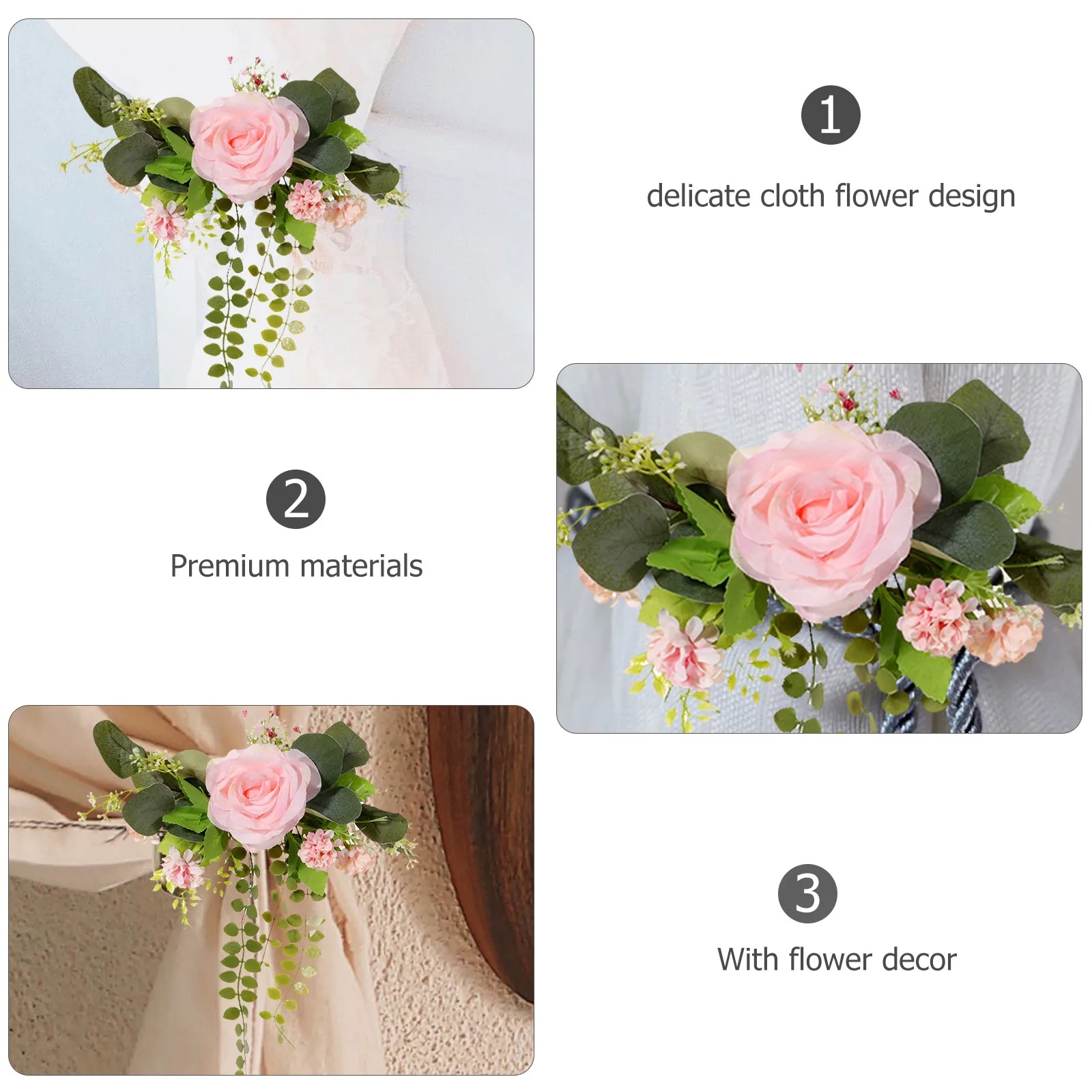 القماش زهرة رباط للستائر الأزهار نافذة العائق حبل حزام الزخرفية لغرفة المعيشة غرفة نوم ستائر المطبخ #6