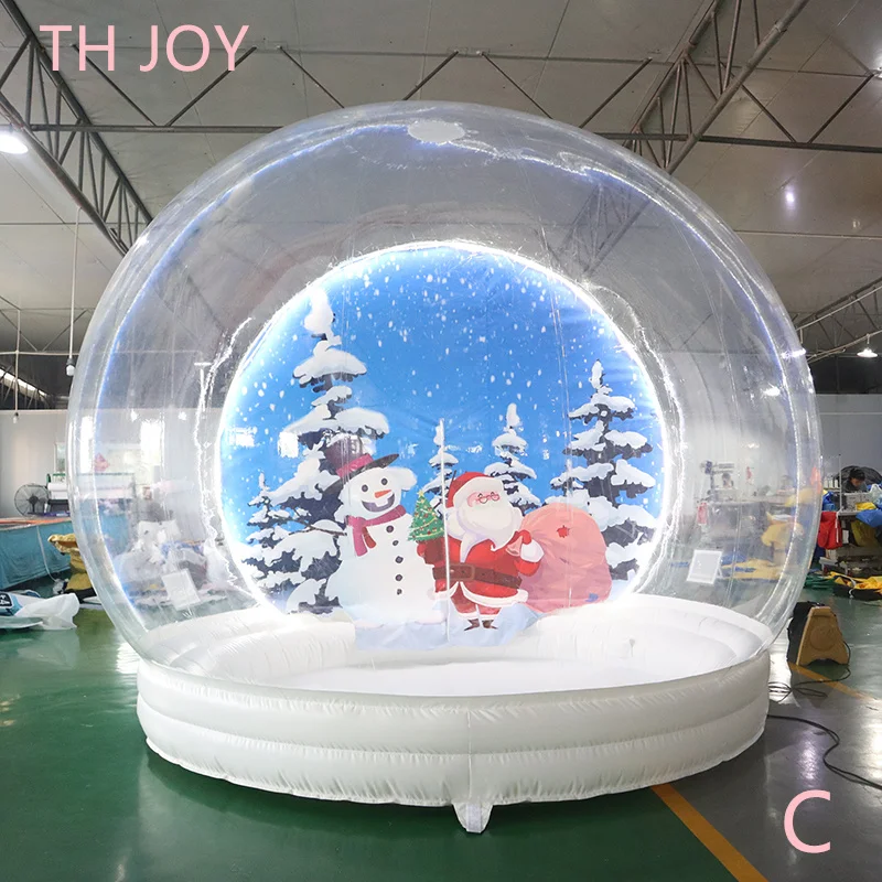Envío aéreo rápido a puerta, cabina de fotos de burbujas que sopla globo de nieve inflable decoración navideña tienda de burbujas de PVC transparente