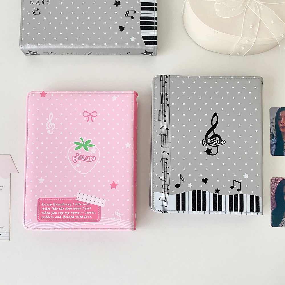 Kpop Style Leather A5 binder album cover Polka Dot Diy 3inch photcards Collect Book cartoon strawberry account notebook cover