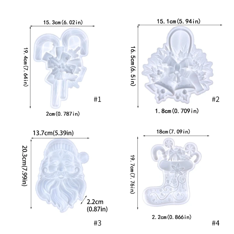 Santa เรซินแม่พิมพ์คริสต์มาสสเตอริโอแม่พิมพ์ซิลิโคนอีพ็อกซี่หล่อแม่พิมพ์สำหรับแขวนผนัง Mount Decor งานฝีมือ DIY