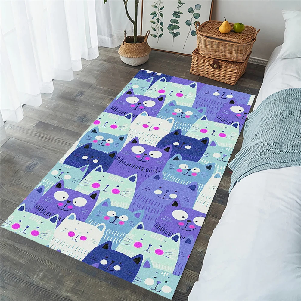 CLOOCL Cartoon Carpet Cute Stacking Cat Graphics 3D Printed Flannel Carpets for Living Room Area Rug Indoor Doormats Home Decor