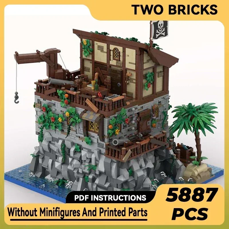 Medieval Model Moc Building Bricks Pirate Skull Island With Redbeard's House Technology Blocks Gifts Christmas Toys DIY Assembly