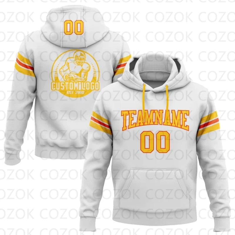 Customized Hoodies White Yellow Colour Jersey 3D Printed  Unisex Pullovers Hoodie Casual Sweatshirts