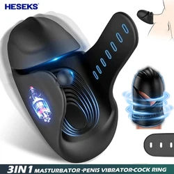 HESEKS Male Penis Delay Trainer Masturbators Vibrators For Men Ejaculation Stimulate Glans Vibrating Massager Sex Toys For Men