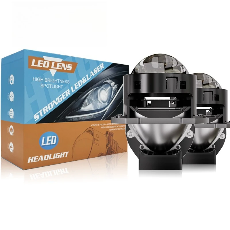 

H3 Короткие светодиодные автомобильные фары 120 Вт Лазерный проектор с двумя линзами Высокая мощность Двусторонние прямые светодиодные фонари Автомобильные аксессуары