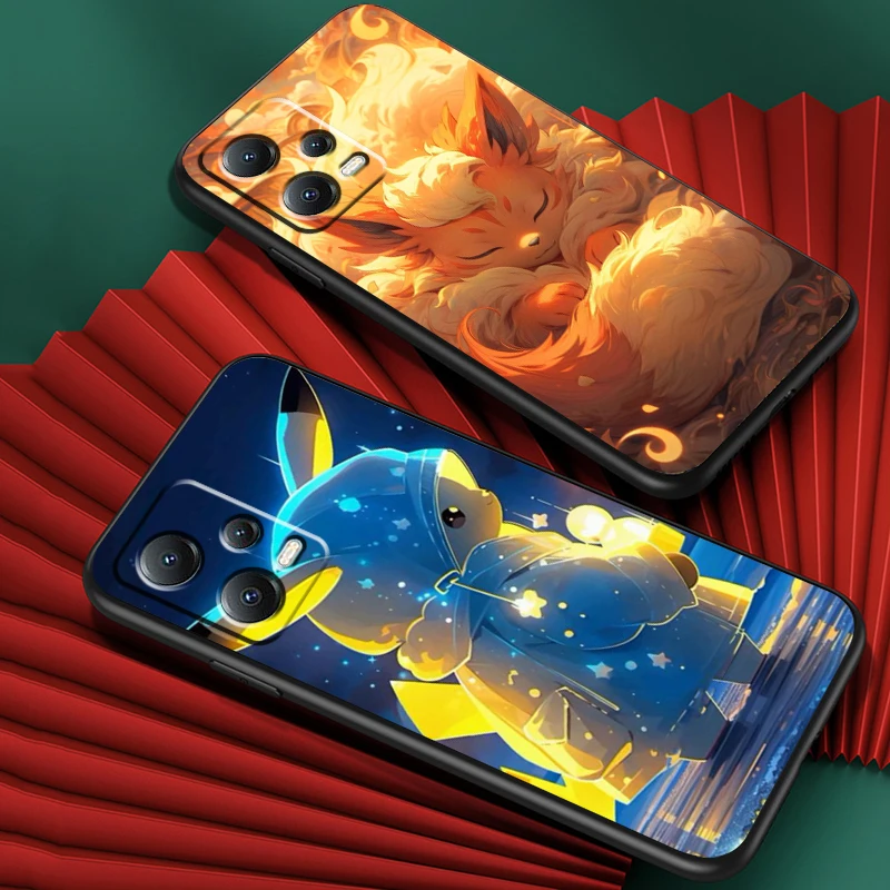 Trend Cartoon Cute Pokemon For Xiaomi Redmi Note 13 12R 12 12S Turbo 11 11T 11S 10 10S Pro Plus 5G Black Cover Phone Case