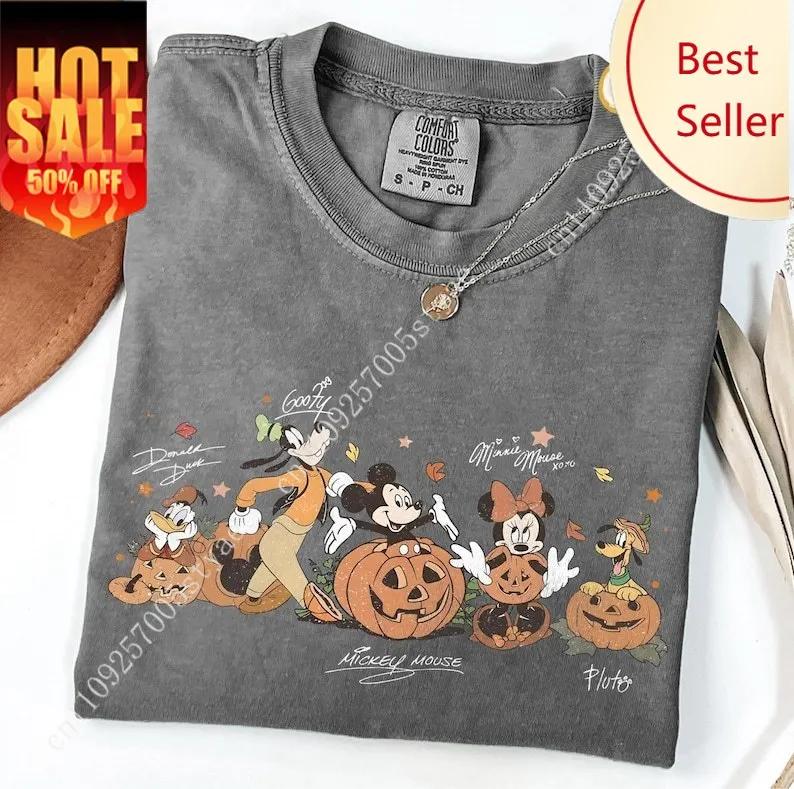 

Comfort Colors Mickey and Friends Autumn Shirt Disneyland Fall Vibes Tee Disney Family Halloween Mickey Boo Spooky Shirt