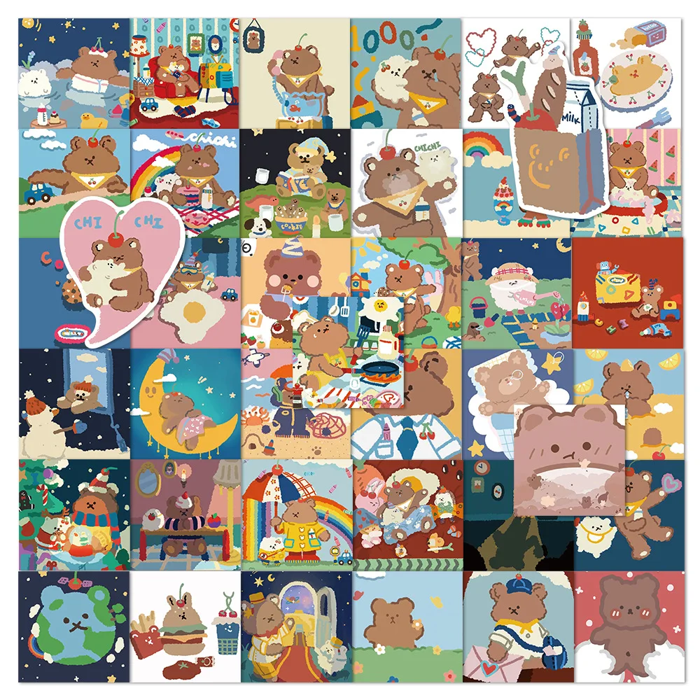 

40Pcs Cute Korean Dailylike Bear Stickers Decals For Phone Laptop Suitcase Notebook Skateboard Waterproof Stickers