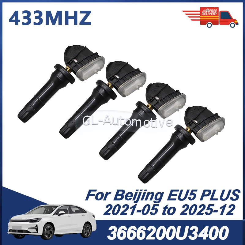 

4 шт. 433 МГц 3666200U3400 Датчик давления в шинах TPMS для Beijing EU5 PLUS 2021-2025, Beijing X7 2022-2024