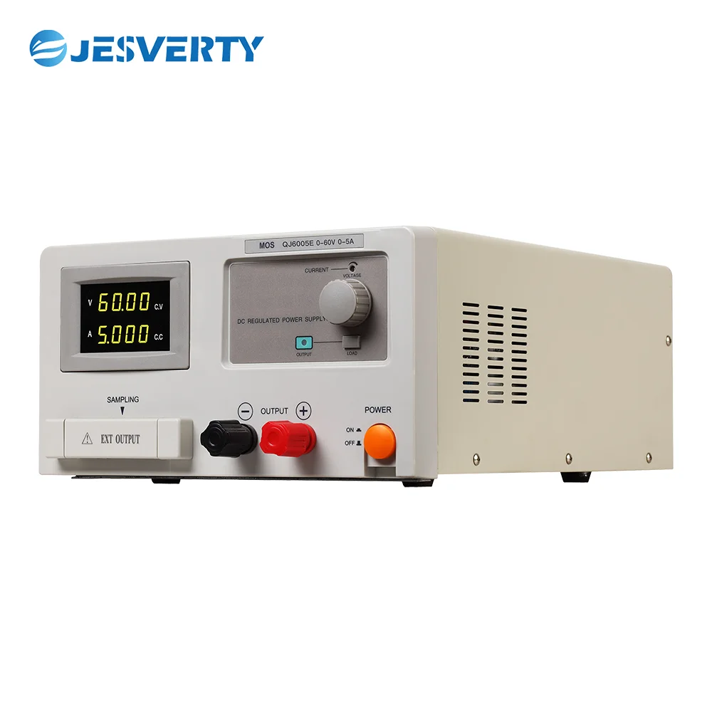 QJ6005E 300W Switching DC Regulated Power Supply Single Output 0-60V 0-5A Adjustable Benchtop Power Supply with Knob