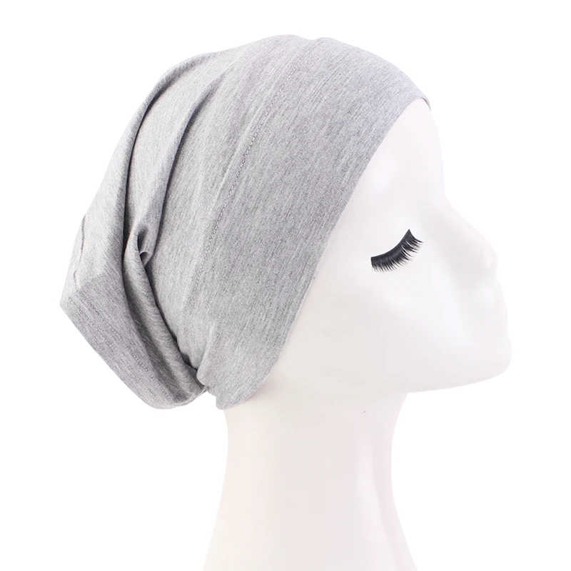 Cotton Muslim Women Turban Soft Buttomed Tube Cap Inner Underscarf Headband Ready to Wear Headwrap Hijab Bonnet Hat Chemo Cap