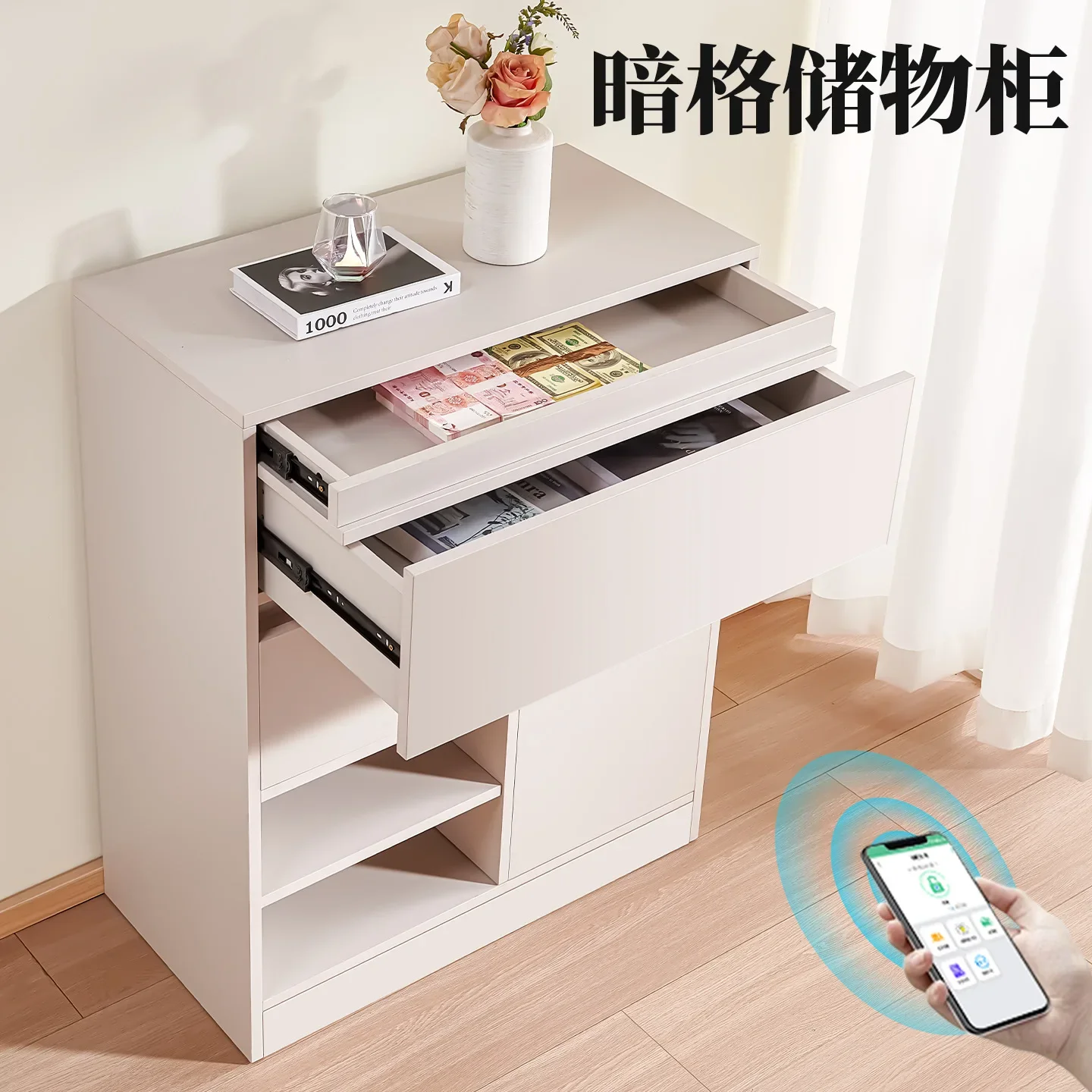 Concealed cabinets, multi-layer storage, hidden living room, large bedroom, simple wind