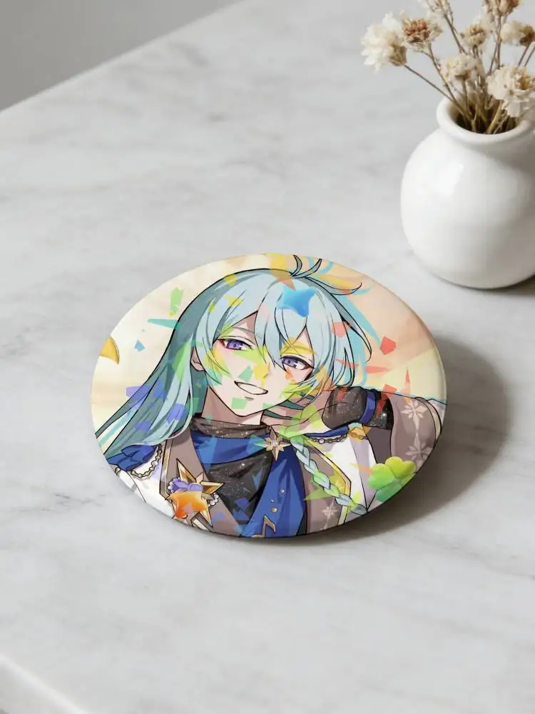 Ensemble Stars Starpro Round Badge Lapel Pins for Backpacks Briefcase Laser Brooch Clothes Gifts