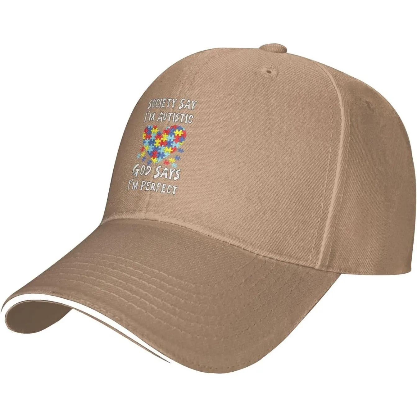 Autism Awareness Perfect God Says Baseball Cap Polyester Adjustable Casual Hat Unisex