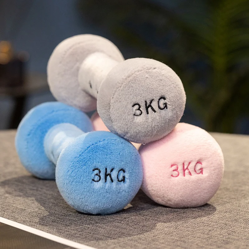 Simulation Fitness Equipment Plush Toy Kettlebell Dumbbell Stuffed Doll Kawaii Room Decor Birthday Xmas Gifts for Kids