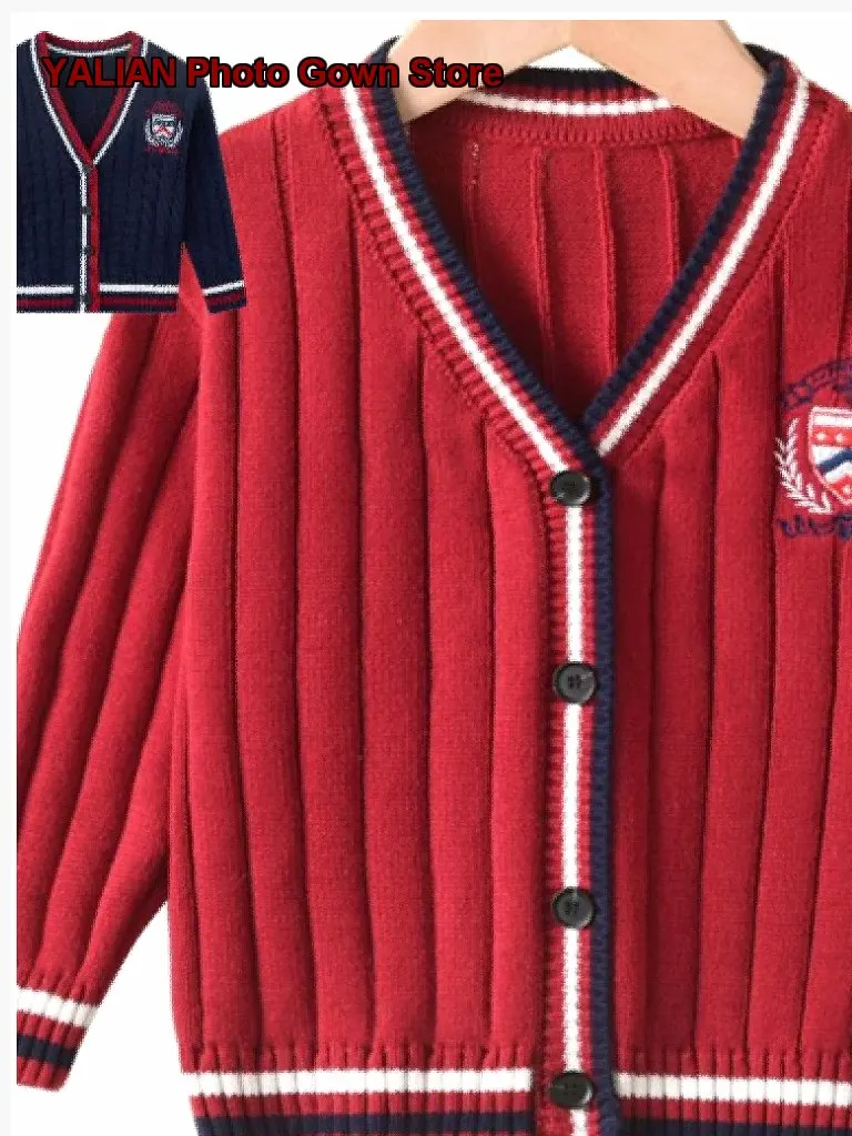 Boys Girls V-Neck Cardigan British College Japanese Style Kindergarten School Uniform
