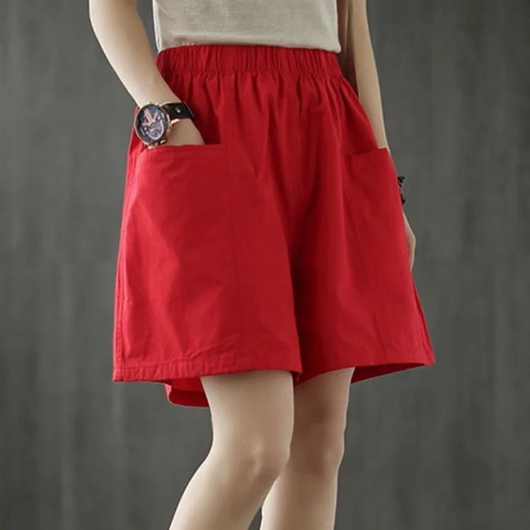 Cross-Border New Cotton Wide-Leg Shorts For Women Summer Loose Plus Size Slimming Versatile Straight Casual Five-Point