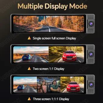 WiFi 3kanálový 4K 11,26palcový zpětný zrcátko třícestná palubní kamera do vozidla kamera DVR videorekordér infračervené noční vidění 10 nejlepší prodej Dvoukanálový rekordér do zpětného zrcátka - №1