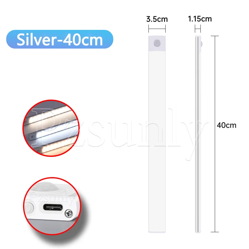Nachtlampje LED Kast Licht USB Oplaadbare Bewegingssensor Licht Geschikt Voor Keuken Garderobe Kast Verlichting 30 cm/40 cm/50 cm