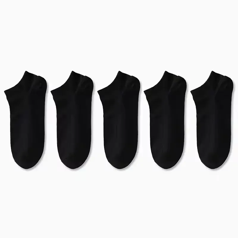 5/10 Pairs Men's Boat Socks Business Sport Sweat Absorption Mature Summer Autumn Solid Color Non Pilling Versatile Ankle Socks