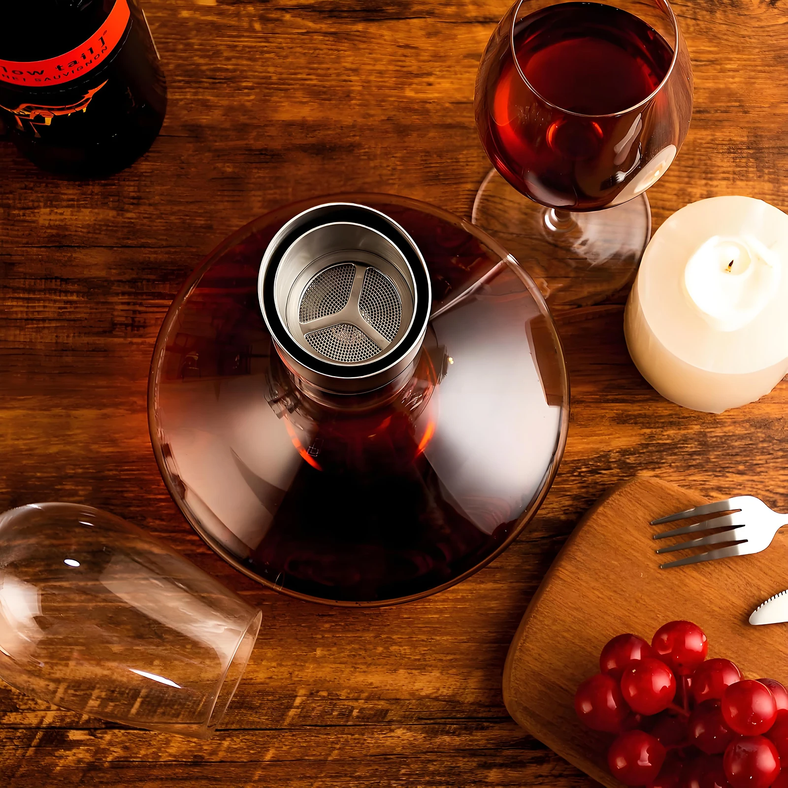 Wine Aerator Pourer Shower Funnel with Sediment Strainer, Stainless Steel Wine Aerator Sediment Filter for Decanting