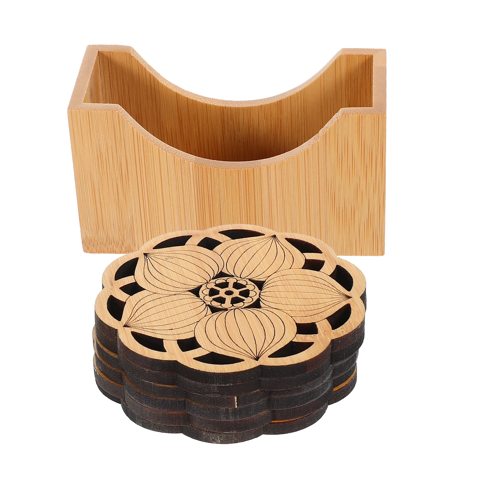 

1 Set Bamboo Coaster Lotus Style Drink Protector Reusable Table Mat For Tea Coffee Cup Pad Anti-Slip Beverage Holder Kitchen