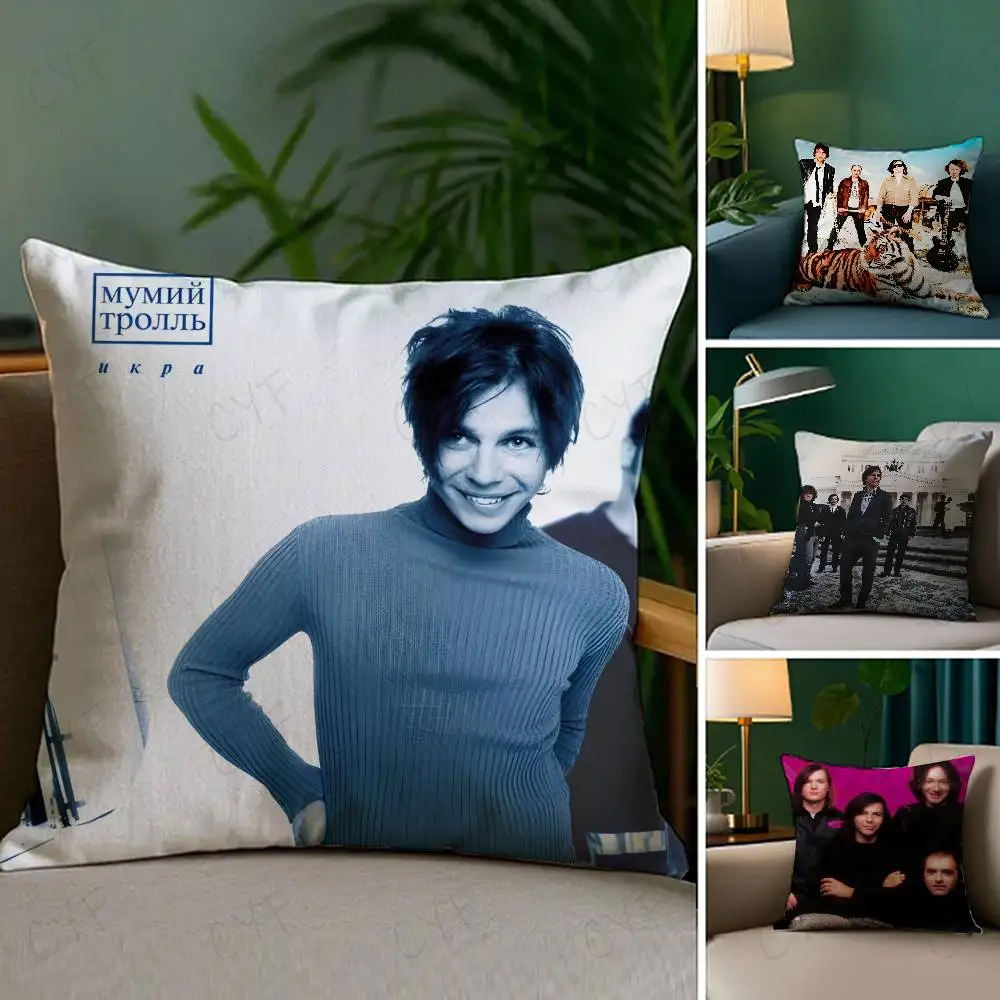 

M-Mumiy T-Troll band Pillow Case Custom Printed Brushed Fleece Pillow, Baby Skin-Touch, Eco-Friendly Dye-Sublimation Cushion for