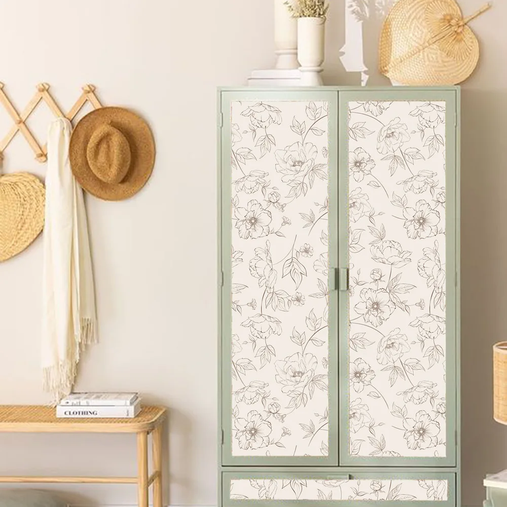 ورق حائط بنقشة زهور عتيقة ، رسم بالتقشير والعصا ، ورق حائط بزهرة الفاوانيا ، ديكور حائط قابل للإزالة ، ورق اتصال ، غرفة نوم وحمام