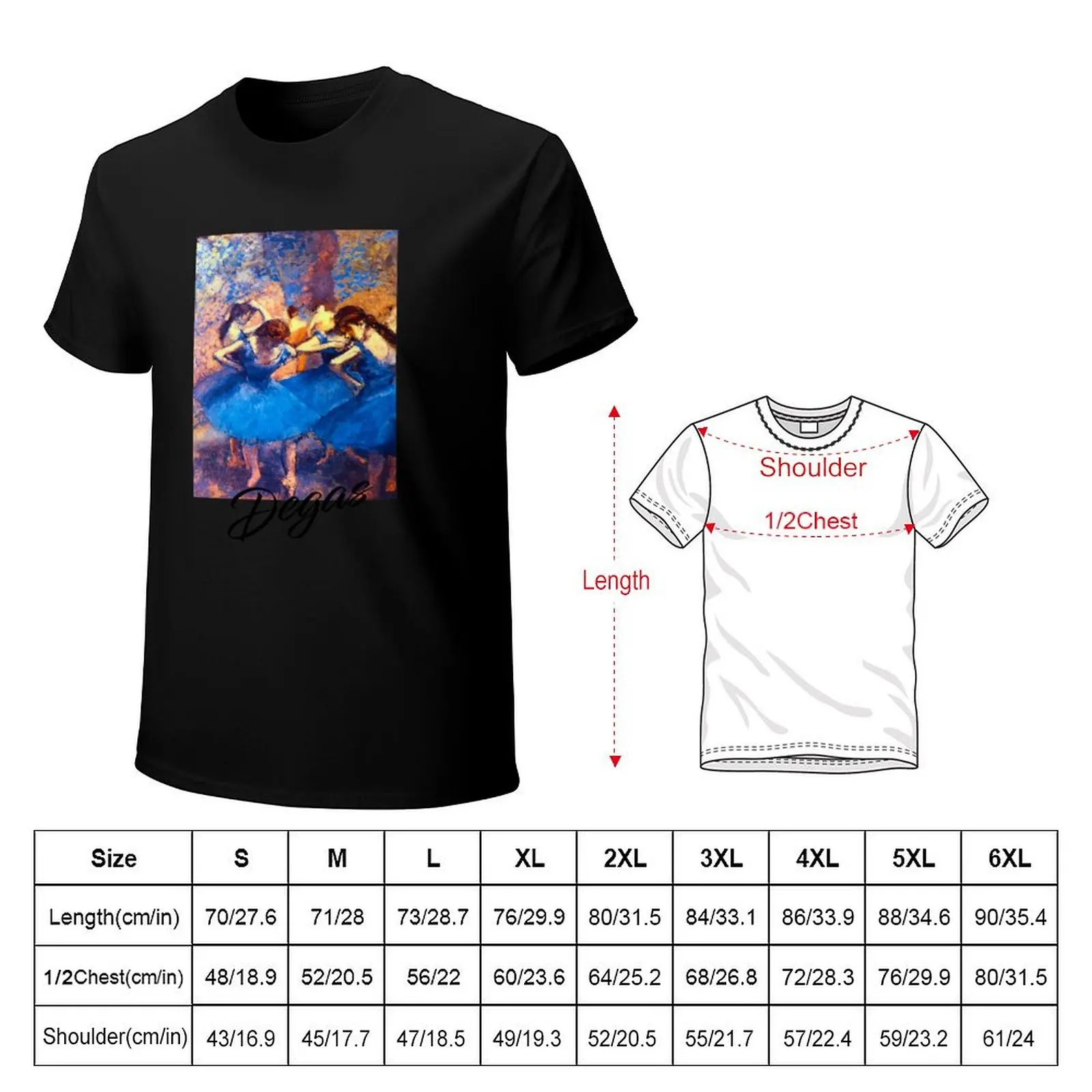 Edgar Degas Ballet Dancers in Blue T-Shirt Urban Style Casual Short Sleeve Top