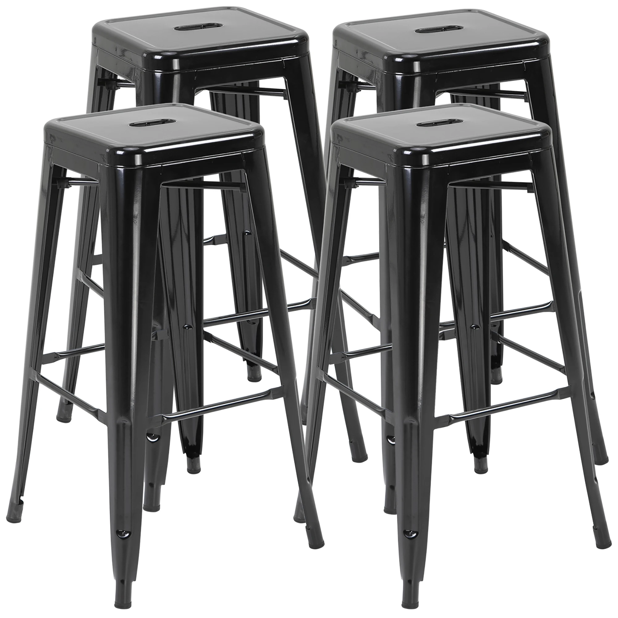 Conjunto Homcom de 4 bancos de metal estilo industrial para uso interno e externo