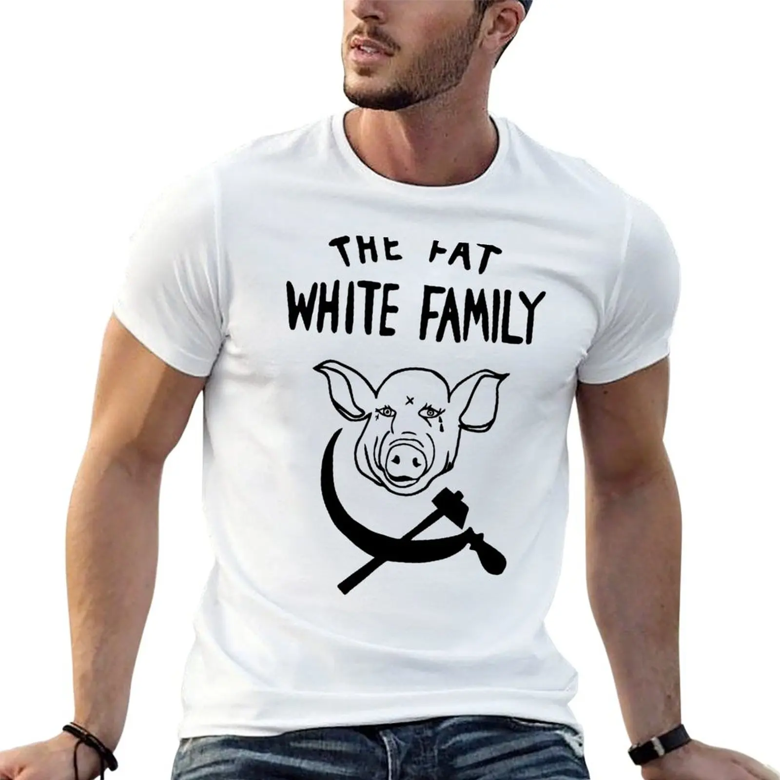 

Комплект рубашек с логотипом, хлопковая футболка Fat Family для мужчин, белая футболка