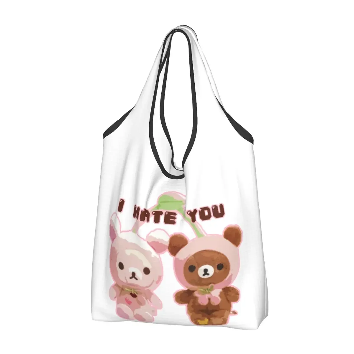 

Kawaii Rilakkuma Reusable Shopping Grocery Bags Foldable 50LB Weight Capacity I Hate You Eco Bag Eco-Friendly Eco-friendly