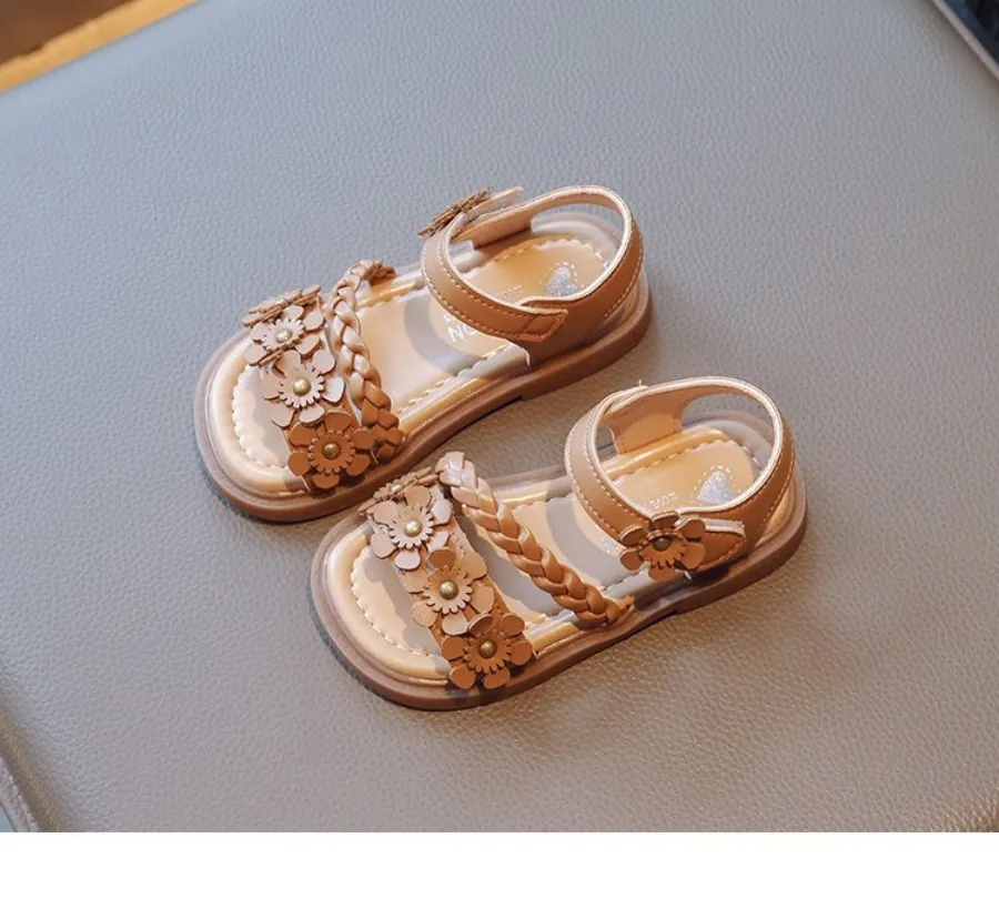 Modern Princess Style Sandals - 2026 Summer New Design - Girls' Floral Pattern Sandals - Anti-slip Outdoor Comfortable Sandals