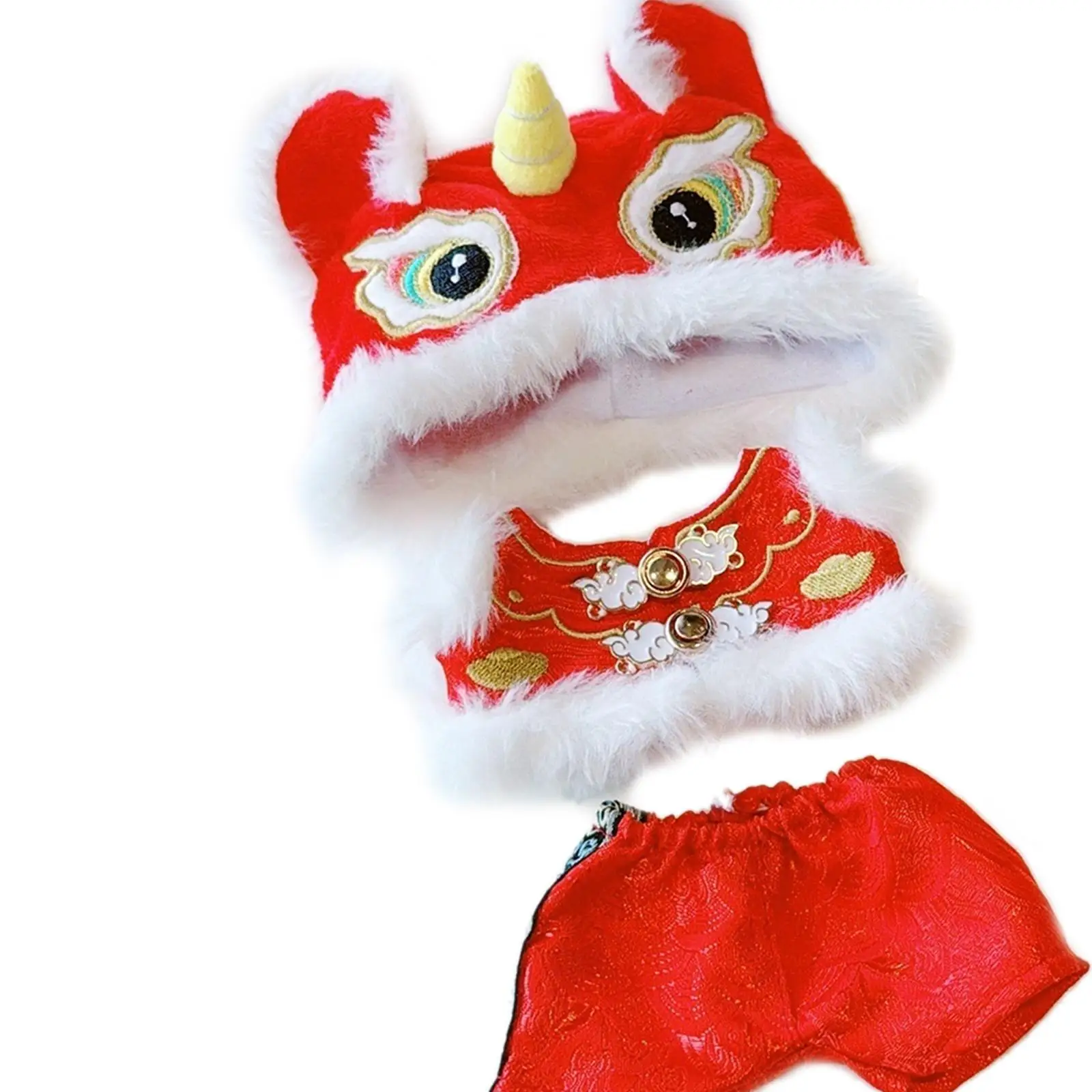 3x Lion Dance Set Stuffed Doll Clothes Pretend Play Detachable Stylish for Kids Birthday Gift Doll Clothing for 10-17cm Dolls