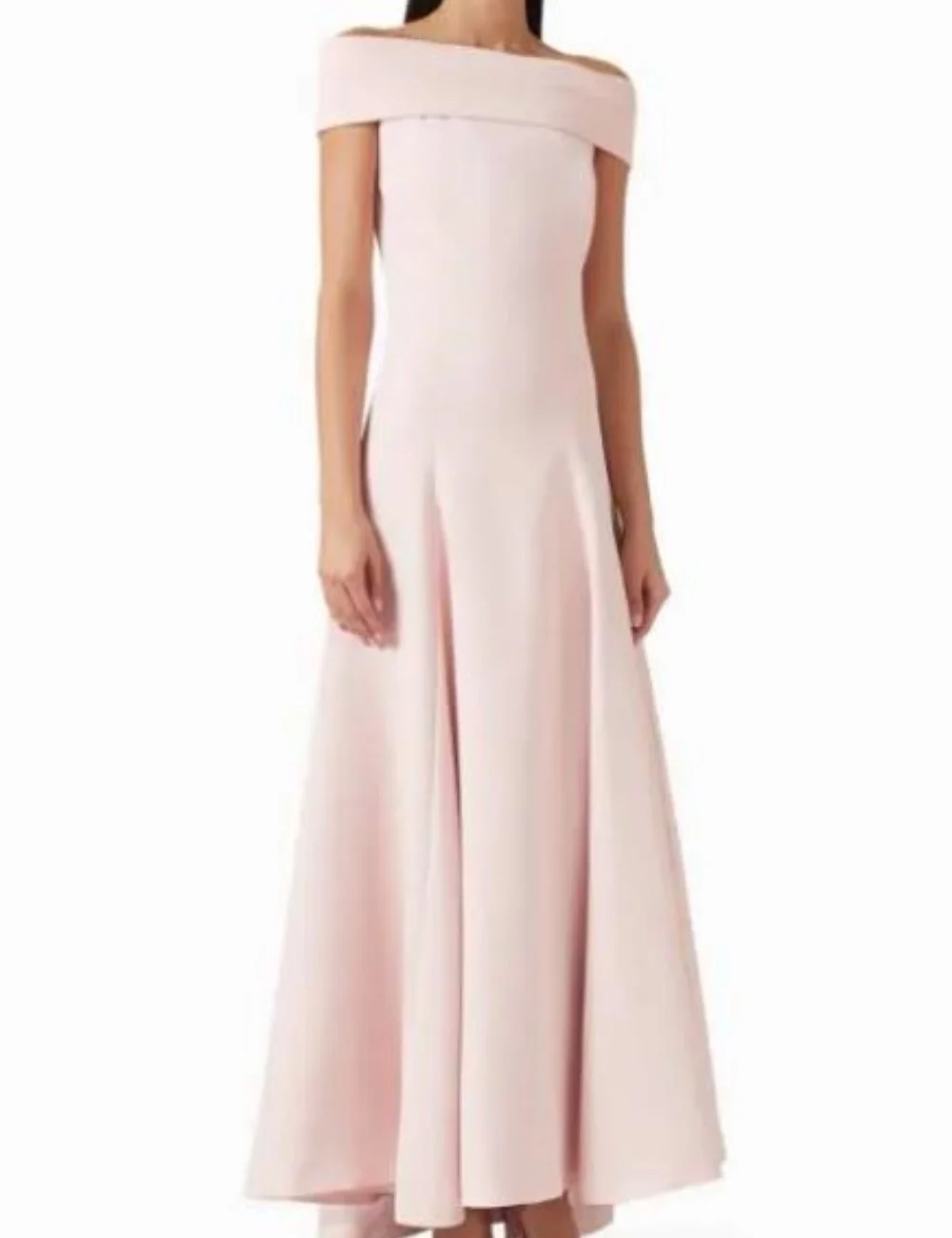 

Customized Simple Exquisite Jersey Pleat Pink Ruched A-line Off-the-shoulder Floor-Length Evening Dresses Elegant for Woman