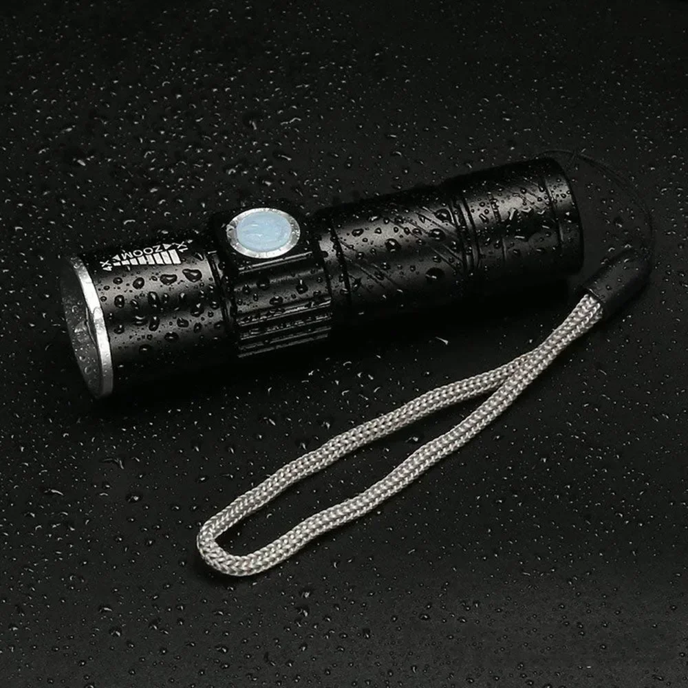 Linterna duradera recargable con batería integrada, minizoom Q5, 3 modos, Flash, resistente al agua, táctica, Camping, bicicleta