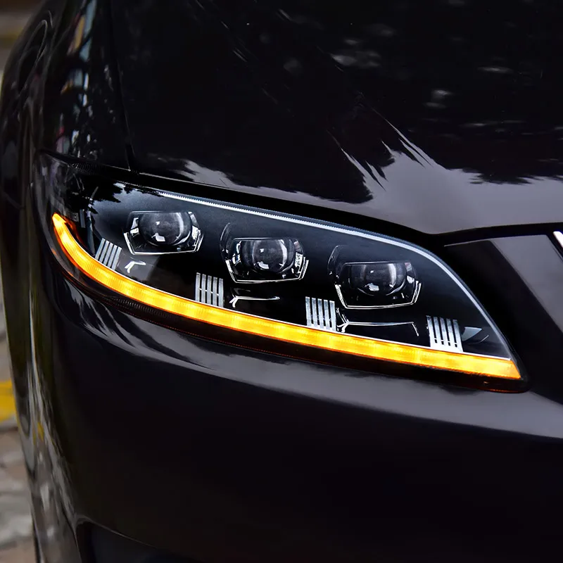 For Mazda 6 LED Daytime Running Light Headlight Assembly 03-15 Model Dual-Lens Modified 6000K Color Temperature H6 Shape 12V