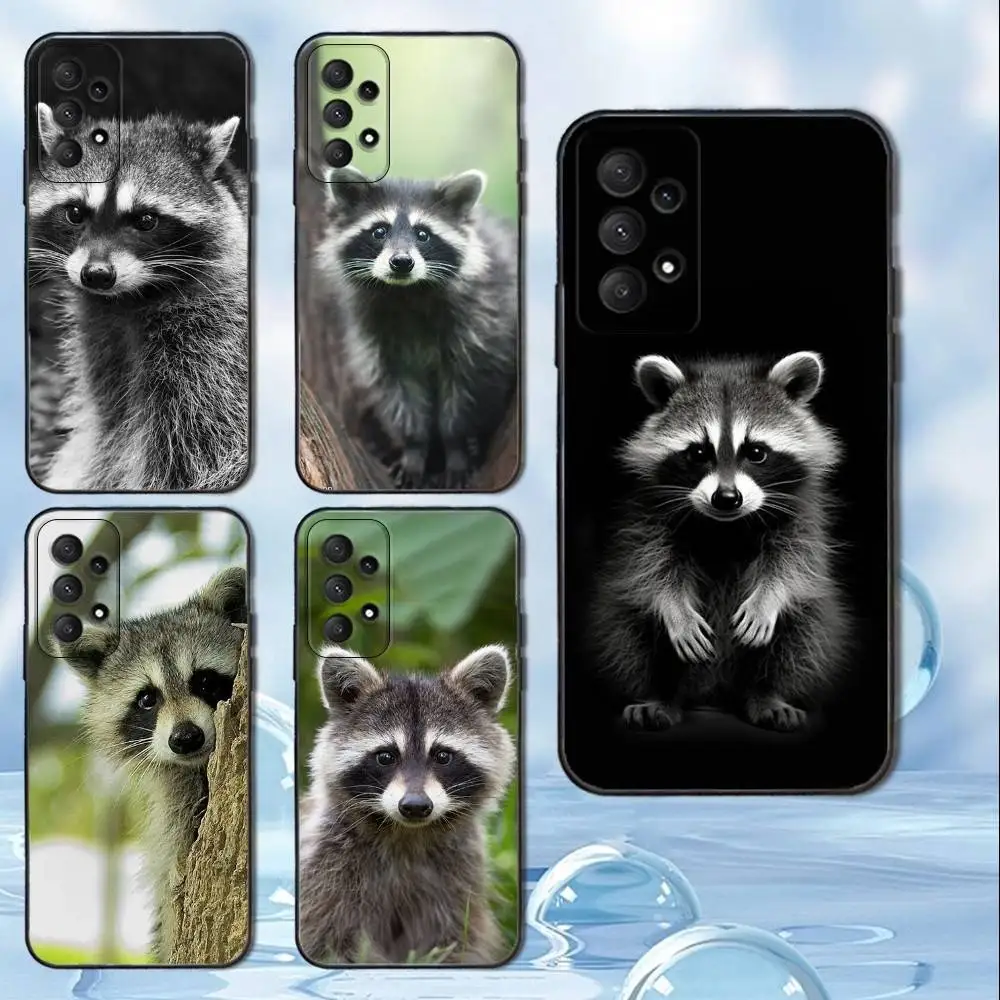 

C-Cute A-Animal R-RaccoonS Phone Case For Samsung Galaxy A13,A21s,A22,A31,A32,A52,A53,A71,A80, Soft Black Cover