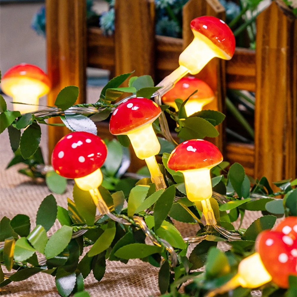 Mushroom String Lights with Button Control Mode Easter LED Light, Farmhouse Egg String Lights, Decorações para Jardim