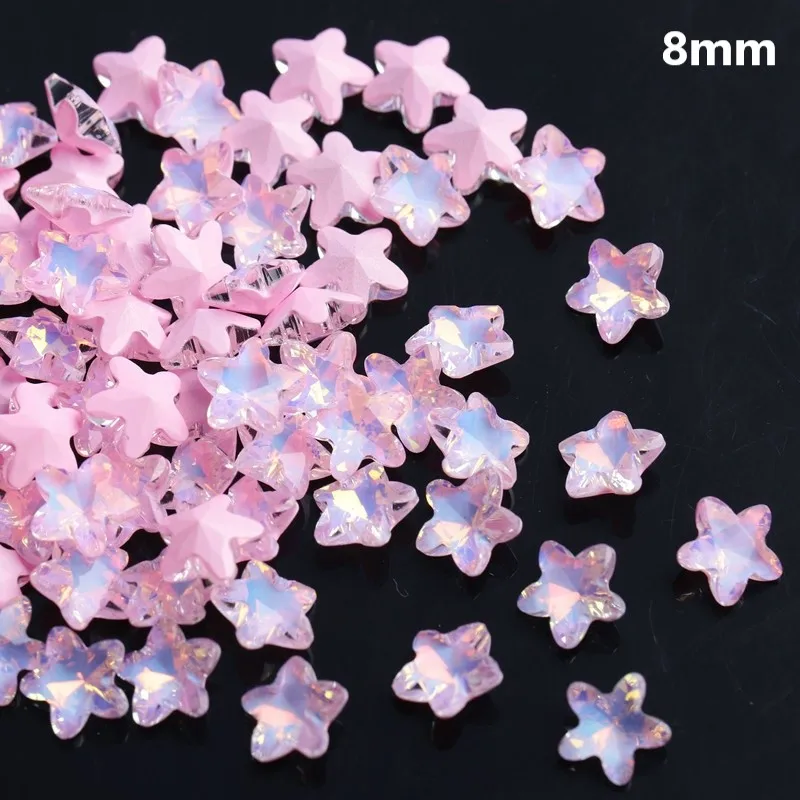 8mm/10mm Neon Starfish Mocha Nail Diamond Multi cut Crystal Pointed Bottom Nail Jewelry Super Sparkling Diamond Accessories